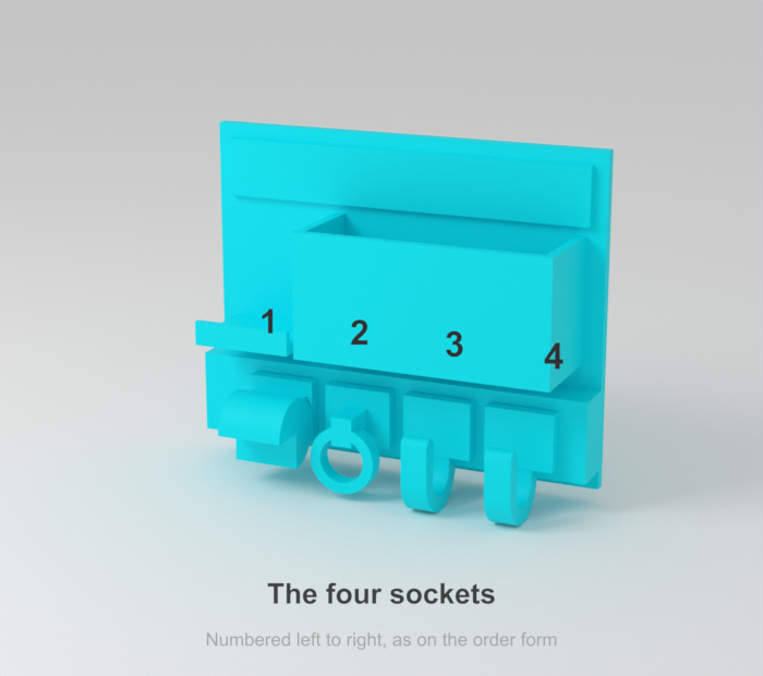 Key Holder Spare Insert, where the four sockets are